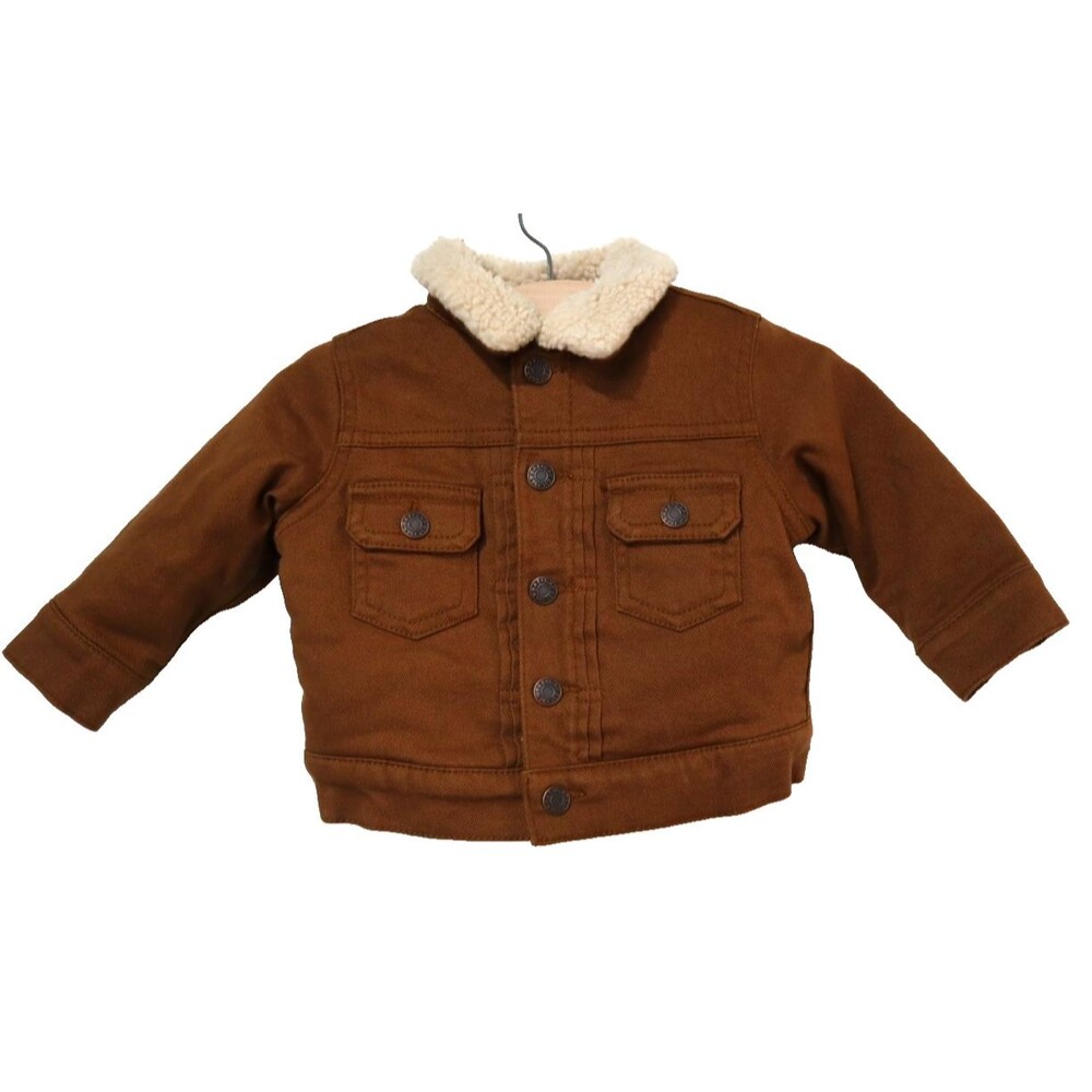 babyGap Sherpa Lined Corduroy Trucker Jacket Brown Western Baby 6-12 Months